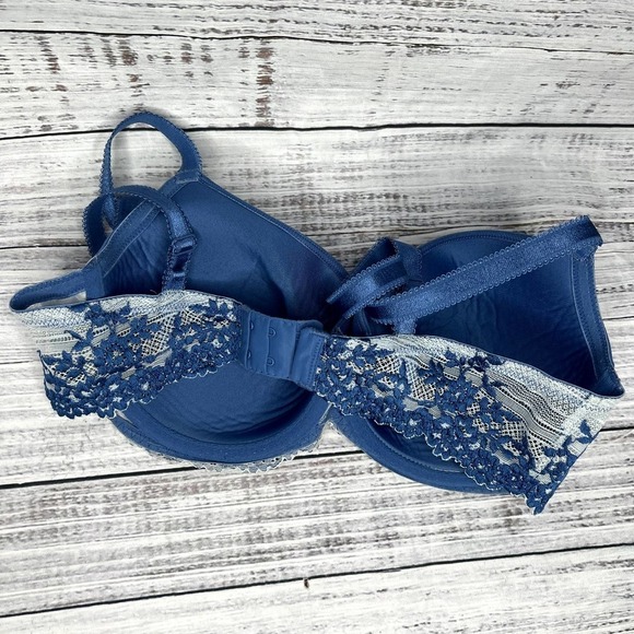 Wacoal Lace Contour Underwire Bra Blue Lace 36D - Picture 2 of 3